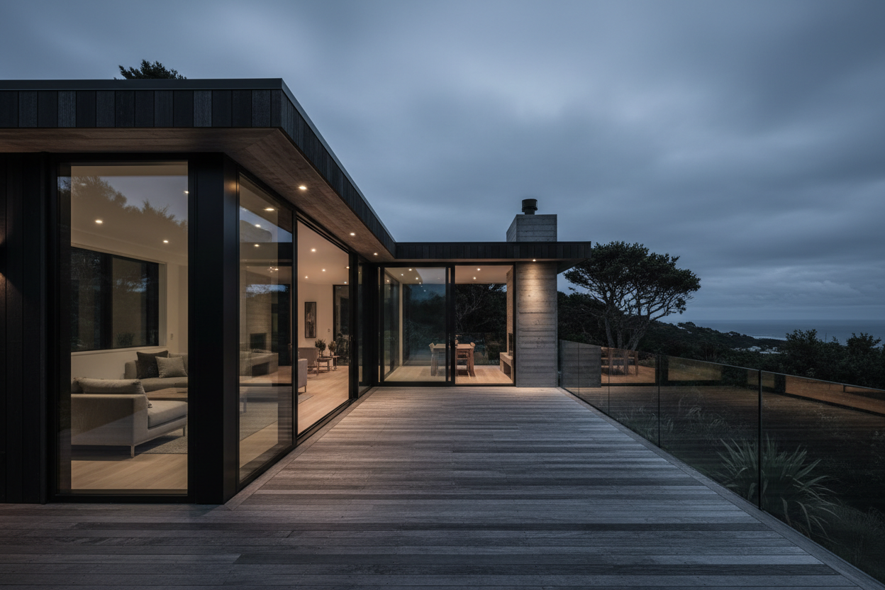Modern aluminium sliding doors NZ home